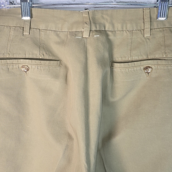 Incotex Men's Dark Khaki Chino Lino Linen Blend Quality Pants Mens 32 - Picture 5 of 9